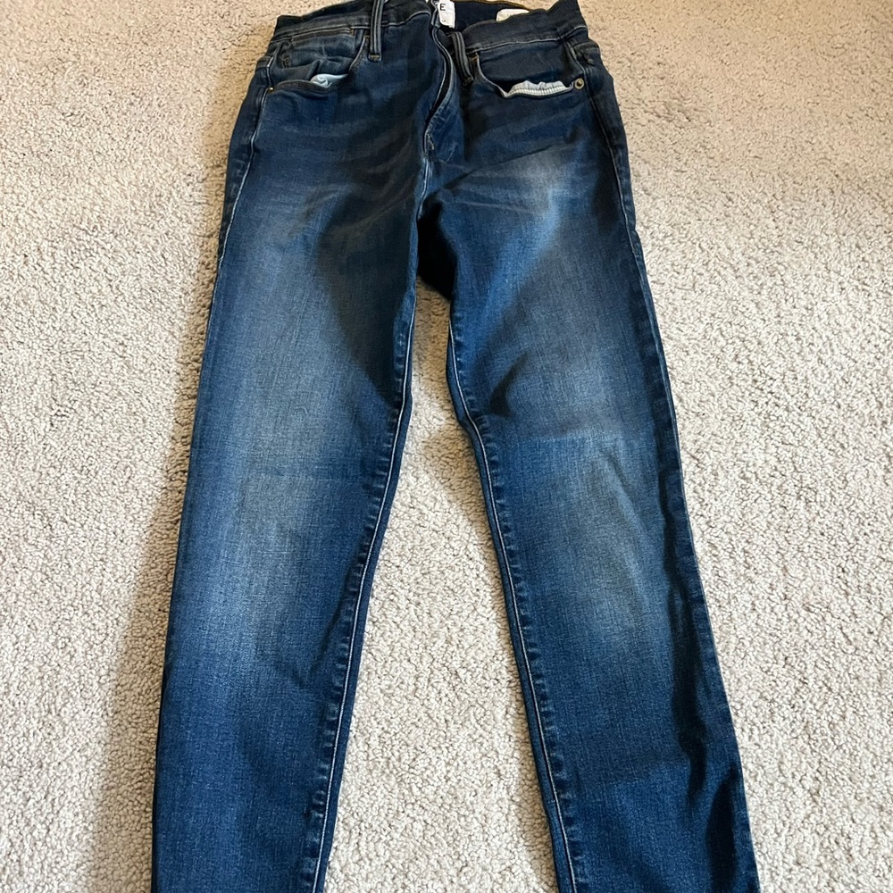 Frame denim jeans with v detail at bottom